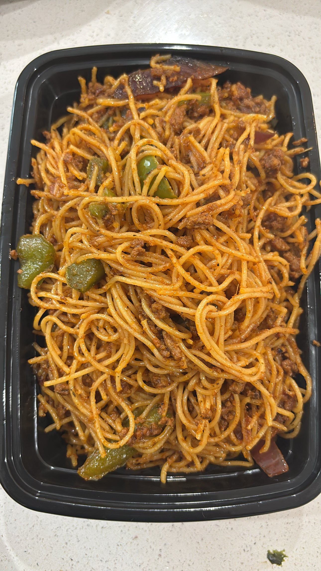 Spaghetti Jollof + Ground Beef