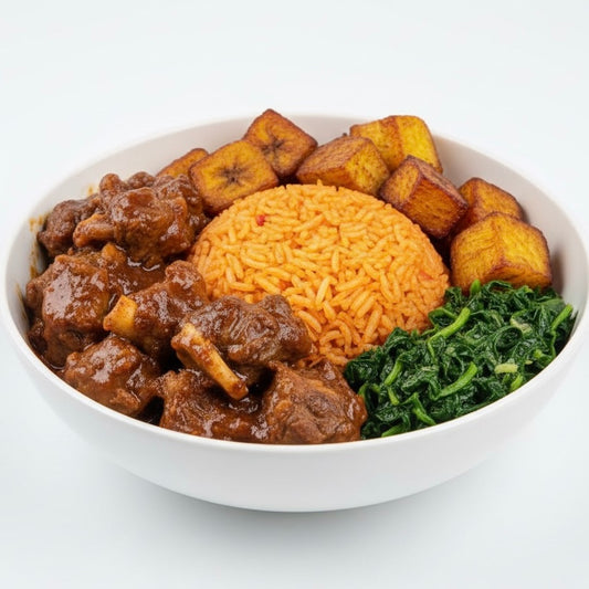Jollof Rice + Stewed Goat