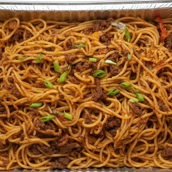 Spaghetti Jollof With Ground Beef
