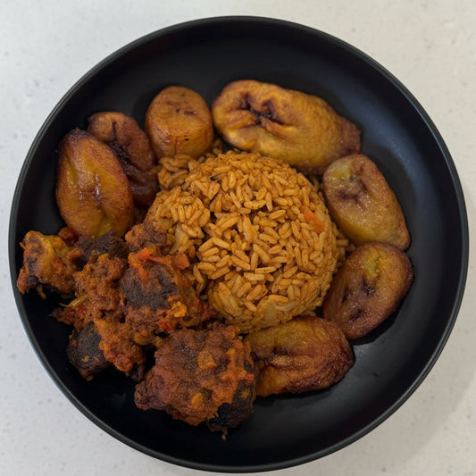 Peppered Beef Jollof Plate