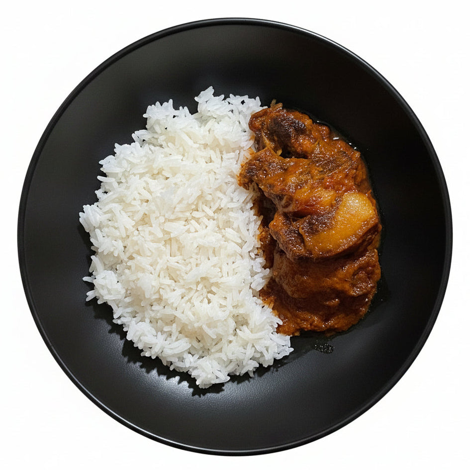 Slow-Cooked Goat Stew + Rice